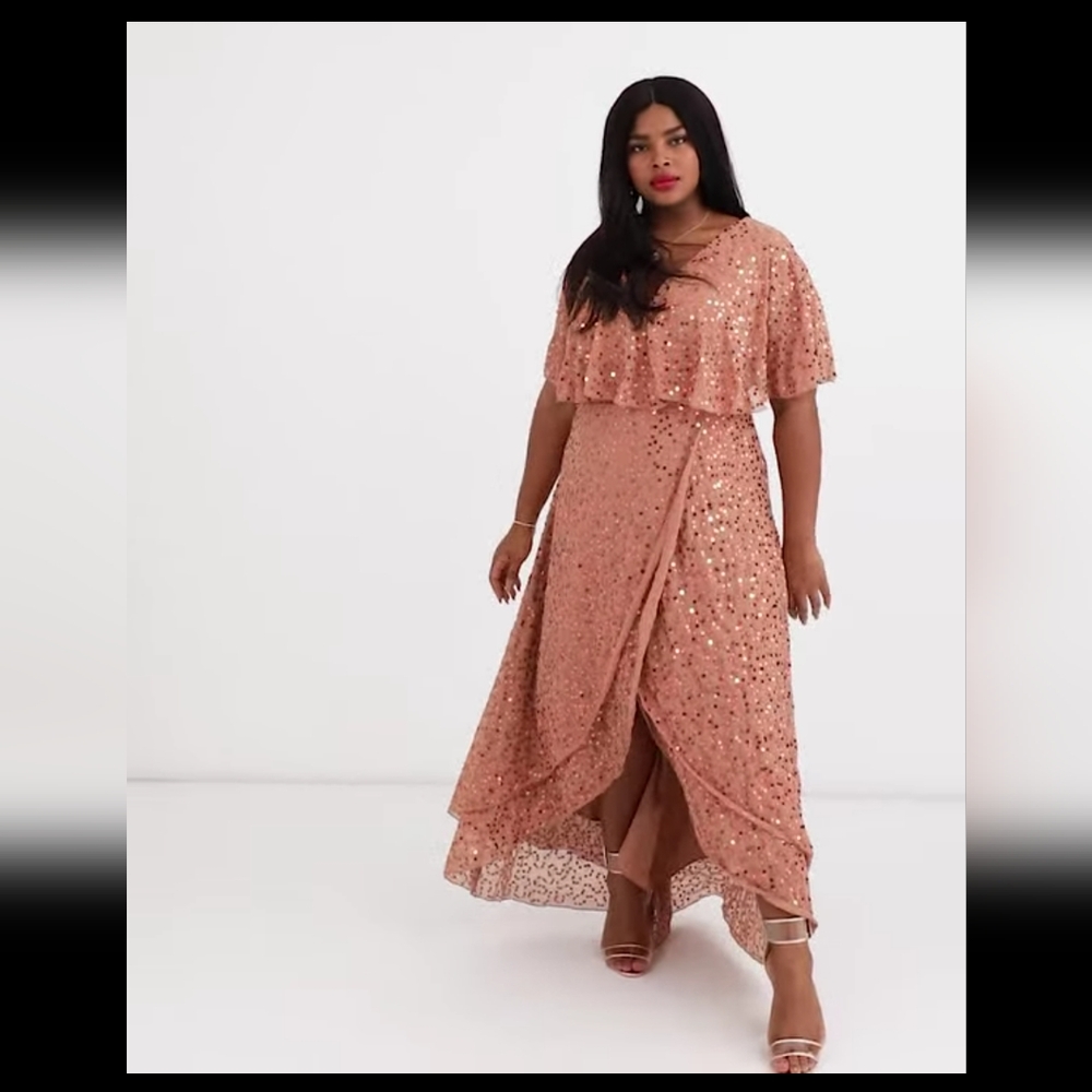 Asos Elegant Peach Evening Gown With Sequins
